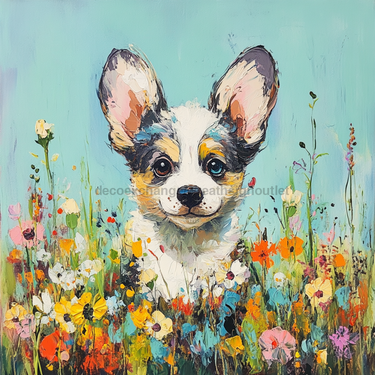 Spring Dog Sign, DCO-13373, Sign For Wreath, 10x10